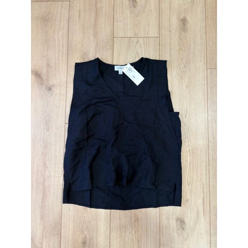 EVEREVE Sophia Black Linen Muscle Tank Size Small NWT